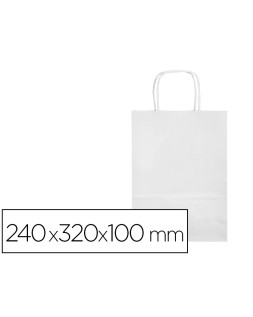 Bolsa papel q-connect celulosa blanco s con asa retorcida 240x320x100 mm