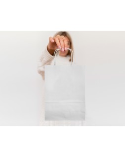 Bolsa papel q-connect celulosa blanco s con asa retorcida 240x320x100 mm