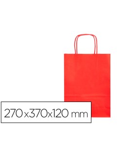 Bolsa papel q-connect celulosa rojo m con asa retorcida 270x370x120 mm