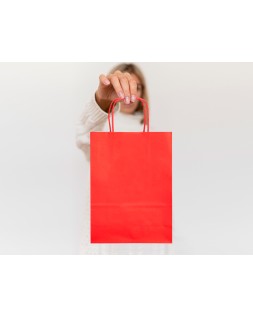 Bolsa papel q-connect celulosa rojo m con asa retorcida 270x370x120 mm