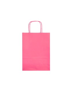 Bolsa papel q-connect celulosa rosa m con asa retorcida 270x370x120 mm
