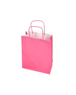 Bolsa papel q-connect celulosa rosa m con asa retorcida 270x370x120 mm
