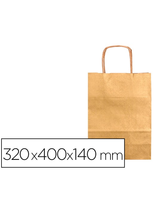 Bolsa papel q-connect kraft oro l con asa retorcida 320x400x140 mm
