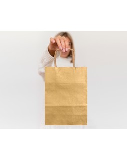 Bolsa papel q-connect kraft oro l con asa retorcida 320x400x140 mm