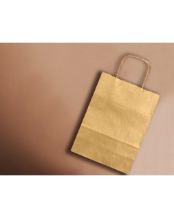 Bolsa papel q-connect kraft oro l con asa retorcida 320x400x140 mm