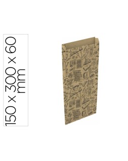Sobre papel basika kraft reciclado con fuelle estampado libreria tamaño s 150x300 mm paquete de 25 unidades