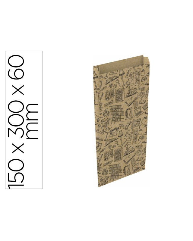 Sobre papel basika kraft reciclado con fuelle estampado libreria tamaño s 150x300 mm paquete de 25 unidades