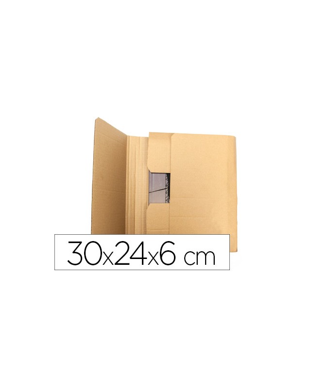 Caja para embalar libros q-connect carton reciclado canal simple 3 mm color kraft 300x240x60 mm