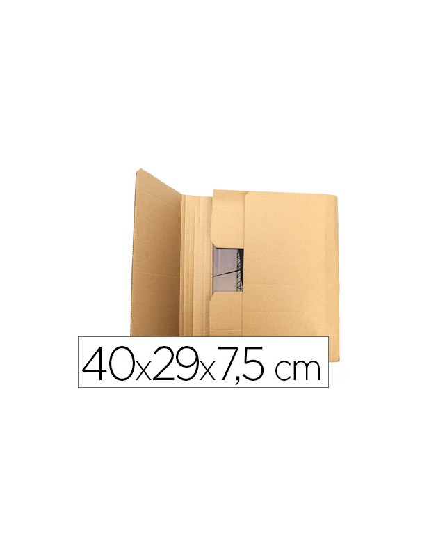 Caja para embalar libros q-connect carton reciclado canal simple 3 mm color kraft 400x290x75 mm