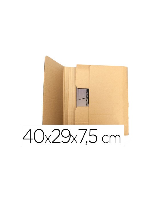 Caja para embalar libros q-connect carton reciclado canal simple 3 mm color kraft 400x290x75 mm