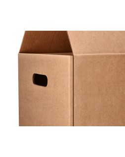 Caja para embalar q-connect americana con asas carton reciclado canal simple 5 mm color kraft 400x290x220 mm