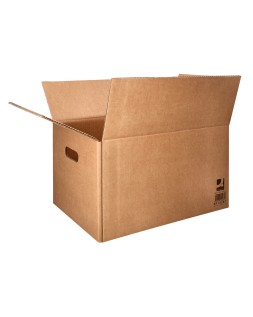 Caja para embalar q-connect americana con asas carton reciclado canal simple 5 mm color kraft 400x290x220 mm