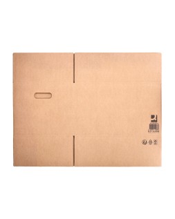 Caja para embalar q-connect americana ultra resistente con asas carton canal doble 7 mm color kraft 430x300x250 mm