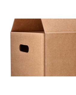 Caja para embalar q-connect americana ultra resistente con asas carton canal doble 7 mm color kraft 430x300x250 mm