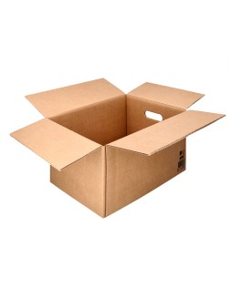 Caja para embalar q-connect americana ultra resistente con asas carton canal doble 7 mm color kraft 430x300x250 mm
