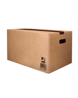 Caja para embalar q-connect americana ultra resistente con asas carton canal doble 7 mm color kraft 430x300x250 mm