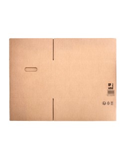 Caja para embalar q-connect americana ultra resistente con asas carton canal doble 7 mm color kraft 600x400x290 mm