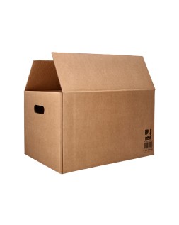Caja para embalar q-connect americana ultra resistente con asas carton canal doble 7 mm color kraft 600x400x290 mm