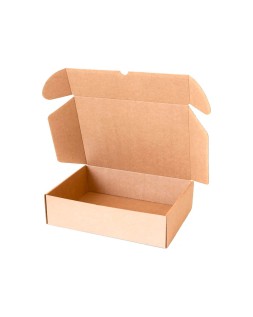 Caja automontable q-connect para e-commerce y regalo carton reciclado canal simple 3 mm kraft 330x250x100 mm