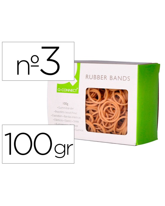 Gomillas elasticas q-connect 100 gr numero 3 30 x 2 mm