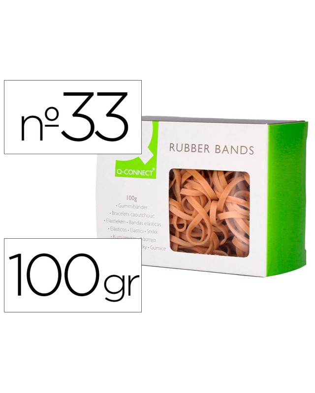 Gomillas elasticas q-connect 100 gr numero 33 90 x 3 mm