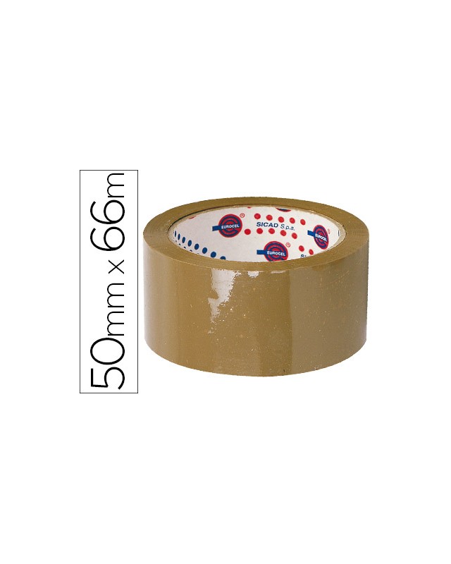 Cinta adhesiva eurocel polipropileno havana 66 m x 50 mm para embalaje