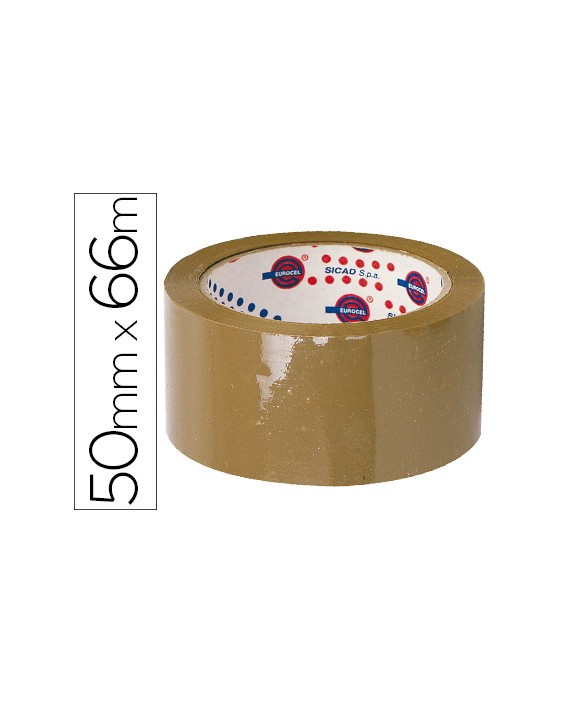 Cinta adhesiva eurocel polipropileno havana 66 m x 50 mm para embalaje