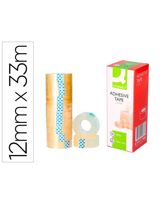 Cinta adhesiva q-connect transparente 33 m x 12 mm