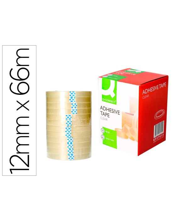 Cinta adhesiva q-connect transparente 66 m x 12 mm