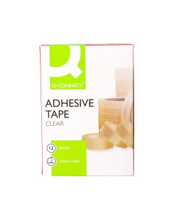 Cinta adhesiva q-connect transparente 66 m x 12 mm