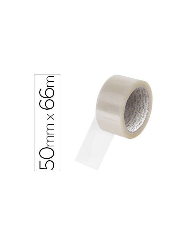 Cinta adhesiva q-connect polipropileno transparente 66 m x 50 mm para embalaje