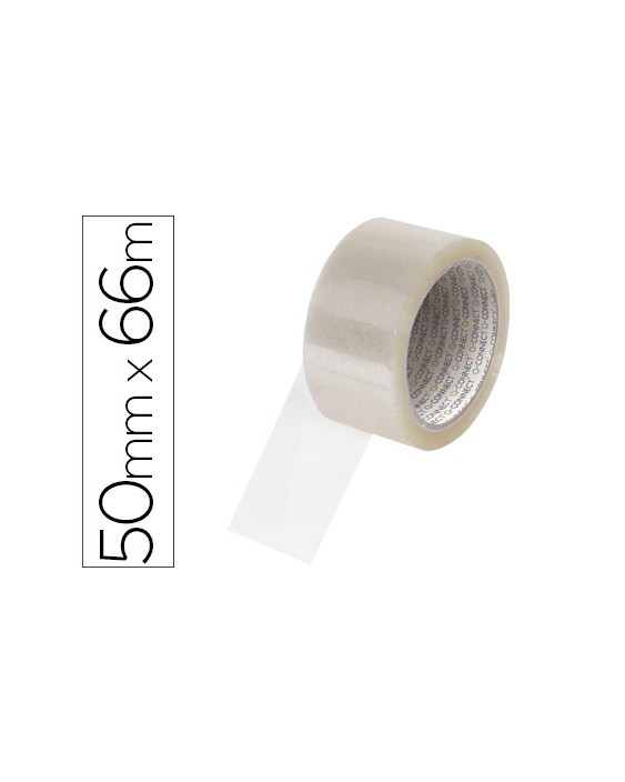 Cinta adhesiva q-connect polipropileno transparente 66 m x 50 mm para embalaje