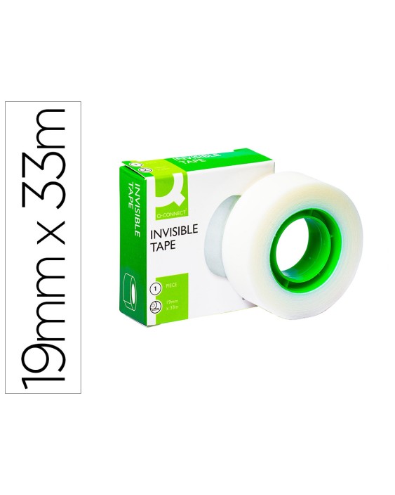 Cinta adhesiva q-connect invisible 33 m x 19 mm