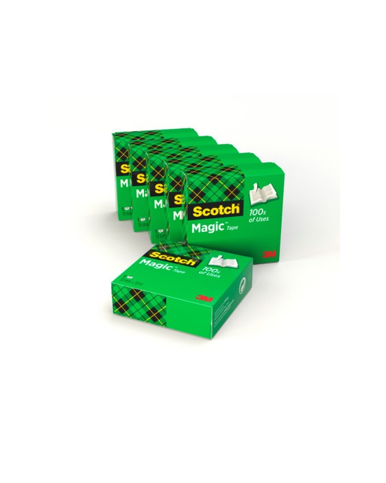 Cinta adhesiva scotch magic invisible 33 m x 19 mm pack de 6 unidades