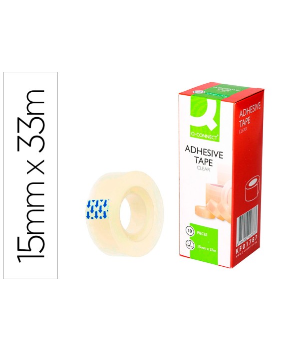 Cinta adhesiva q-connect transparente 33 m x 15 mm