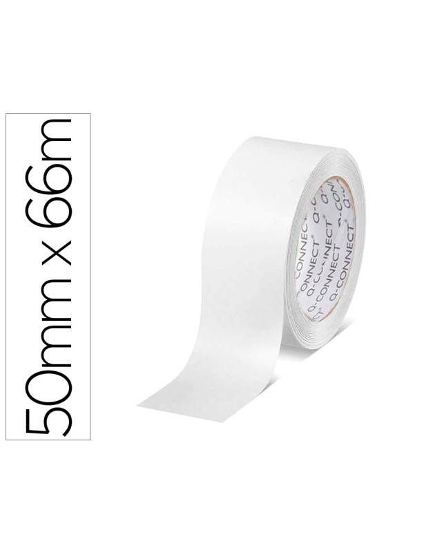 Cinta adhesiva q-connect polipropileno blanca 66 m x 50 mm para embalaje