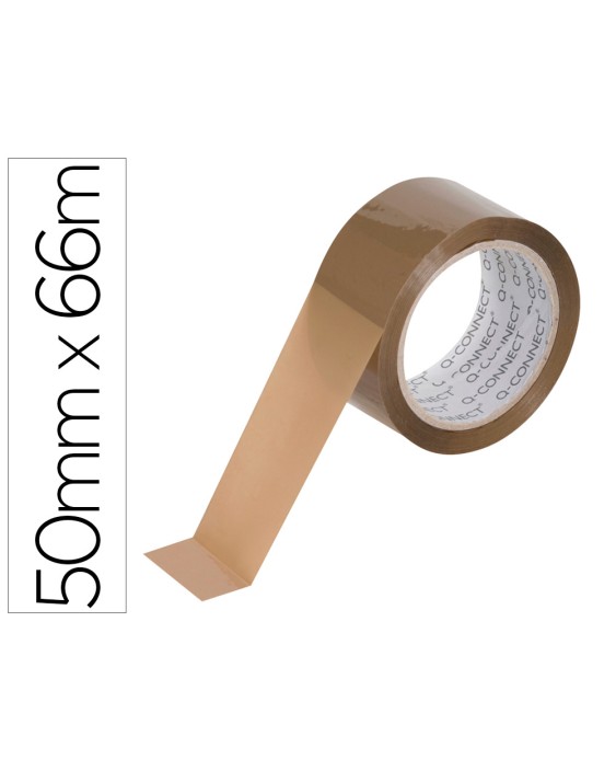 Cinta adhesiva q-connect polipropileno havana 66 m x 50 mm para embalaje bajo ruido