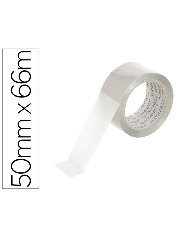 Cinta adhesiva q-connect polipropileno transparente 66 m x 50 mm para embalaje bajo ruido