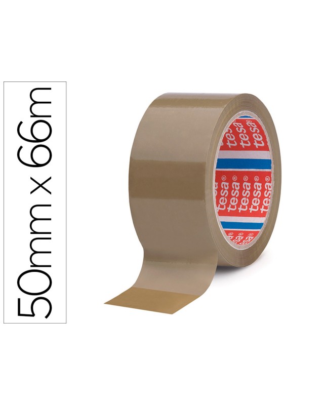 Cinta adhesiva tesa marron polipropileno 66 m x 50 mm para embalaje
