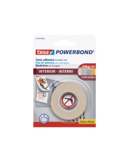 Cinta adhesiva doble cara tesa para interiores 1,5 m x 19 mm