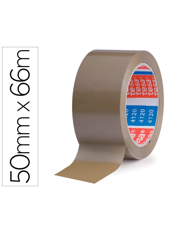 Cinta adhesiva tesa pvc color marron 66 m x 50 mm para embalaje