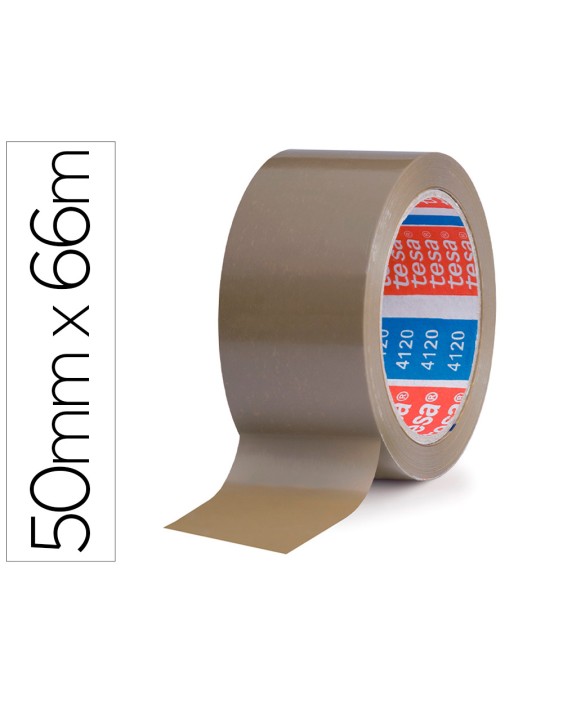 Cinta adhesiva tesa pvc color marron 66 m x 50 mm para embalaje