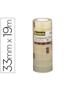 Cinta adhesiva scotch acordeon 550 33 m x 19 mm pack de 8 unidades