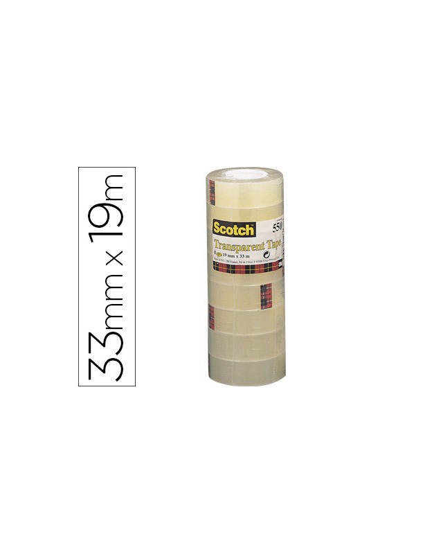 Cinta adhesiva scotch acordeon 550 33 m x 19 mm pack de 8 unidades