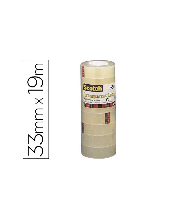 Cinta adhesiva scotch acordeon 550 33 m x 19 mm pack de 8 unidades