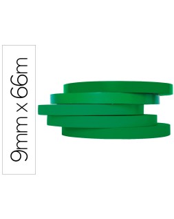Cinta adhesiva q-connect 66 m x 9 mm verde para cerrar bolsas