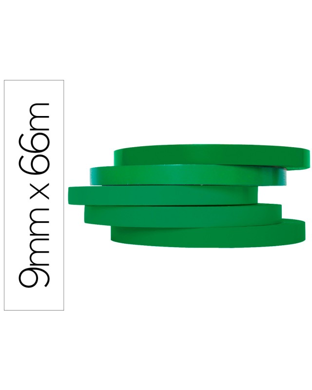 Cinta adhesiva q-connect 66 m x 9 mm verde para cerrar bolsas