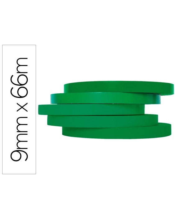 Cinta adhesiva q-connect 66 m x 9 mm verde para cerrar bolsas
