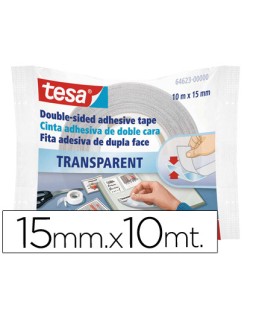 Cinta adhesiva tesa doble cara transparente 10 m x 15 mm