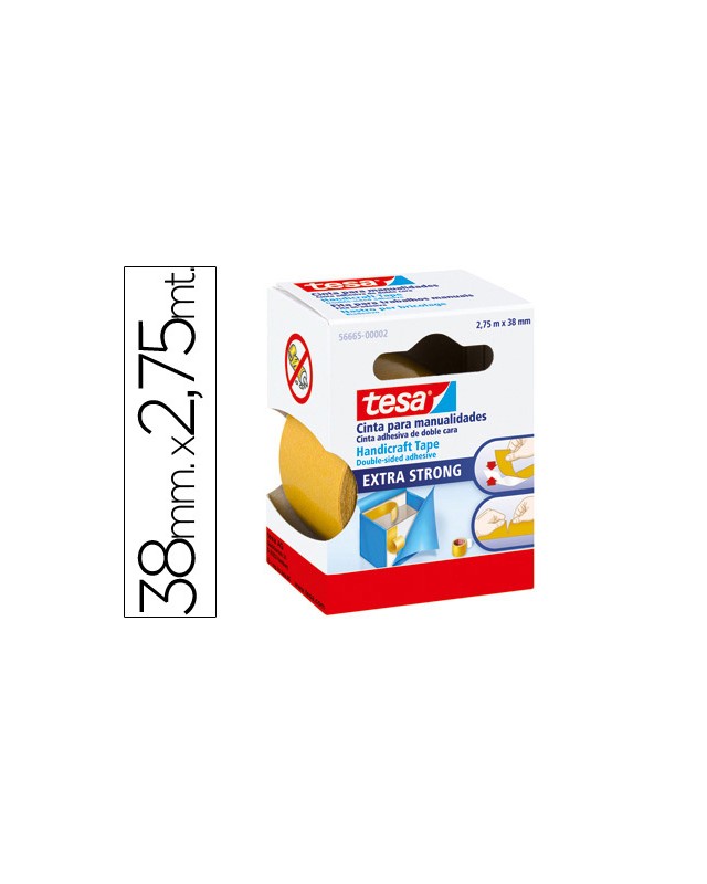 Cinta doble cara tesa film manualidades 2,75 m x 38 mm